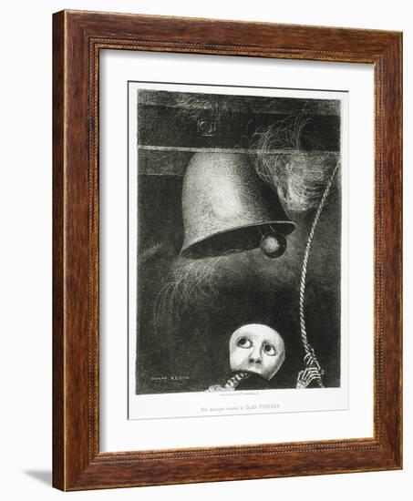 A Mask Sounds the Death Knell, 1882 (Lithograph)-Odilon Redon-Framed Giclee Print