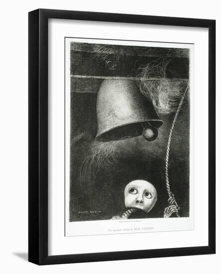 A Mask Sounds the Death Knell, 1882 (Lithograph)-Odilon Redon-Framed Giclee Print