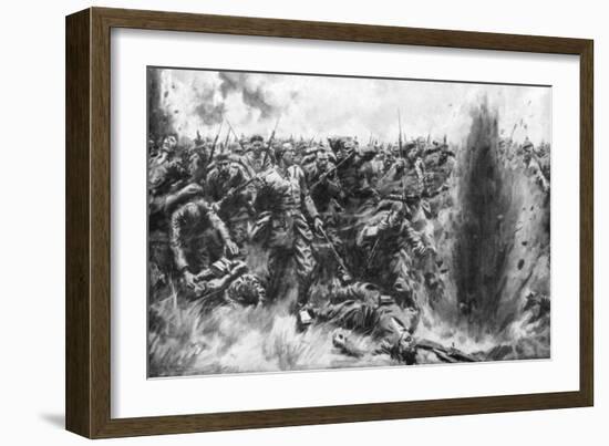 A Massive German Attack on the British Front, World War I, 1914-Arthur C Michael-Framed Giclee Print