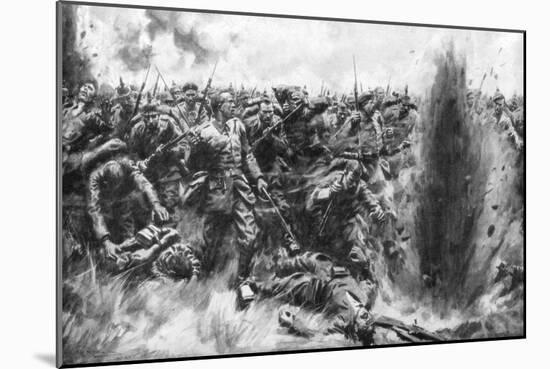 A Massive German Attack on the British Front, World War I, 1914-Arthur C Michael-Mounted Giclee Print