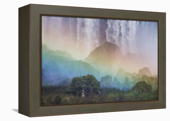 A Massive Rainbow Descends over Iguazu Falls-Alex Saberi-Framed Premier Image Canvas