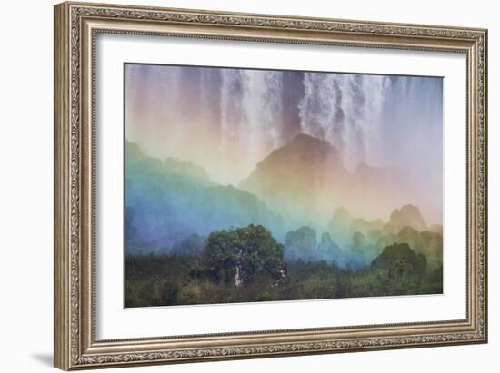 A Massive Rainbow Descends over Iguazu Falls-Alex Saberi-Framed Photographic Print