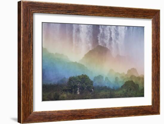 A Massive Rainbow Descends over Iguazu Falls-Alex Saberi-Framed Photographic Print