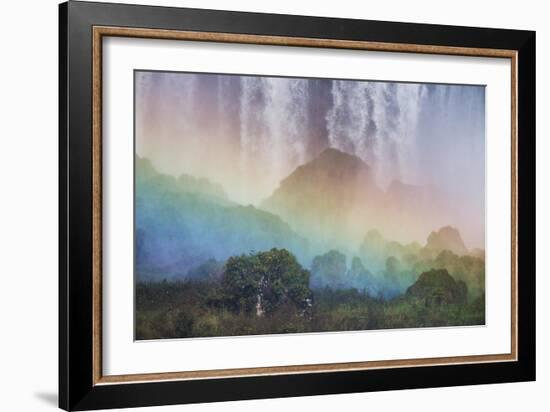 A Massive Rainbow Descends over Iguazu Falls-Alex Saberi-Framed Photographic Print