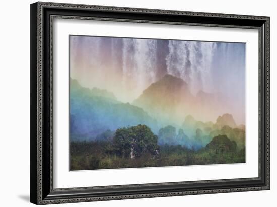 A Massive Rainbow Descends over Iguazu Falls-Alex Saberi-Framed Photographic Print