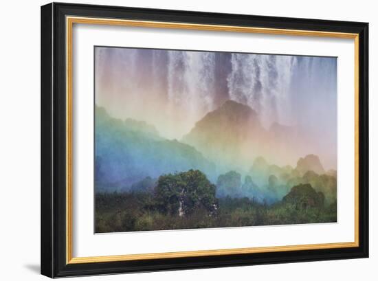 A Massive Rainbow Descends over Iguazu Falls-Alex Saberi-Framed Photographic Print