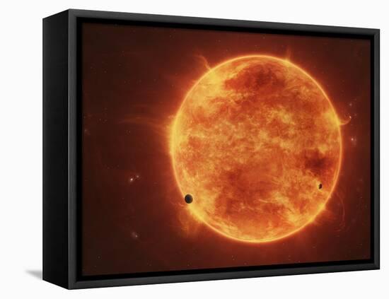 A Massive Red Dwarf Consuming Planets Within it's Range-Stocktrek Images-Framed Premier Image Canvas