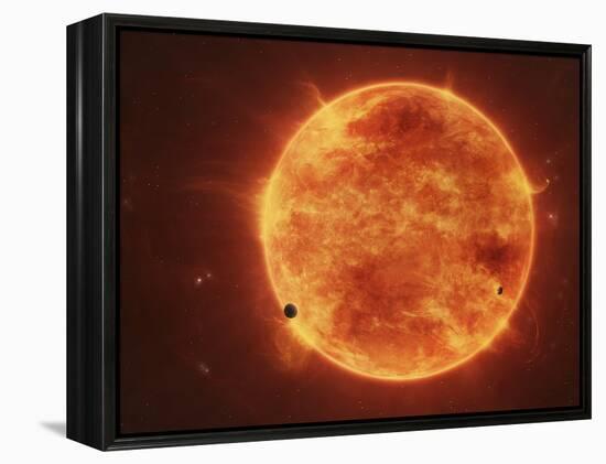 A Massive Red Dwarf Consuming Planets Within it's Range-Stocktrek Images-Framed Premier Image Canvas