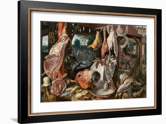 A Meat Stall with the Holy Family Giving Alms, 1551-Pieter Aertsen-Framed Giclee Print