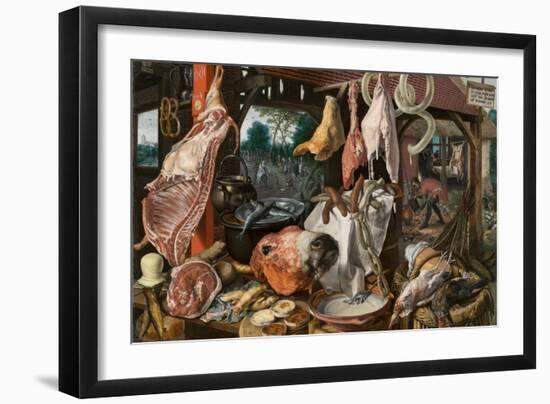 A Meat Stall with the Holy Family Giving Alms, 1551-Pieter Aertsen-Framed Giclee Print