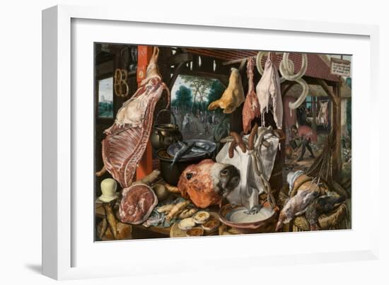 A Meat Stall with the Holy Family Giving Alms, 1551-Pieter Aertsen-Framed Giclee Print