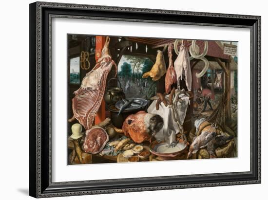 A Meat Stall with the Holy Family Giving Alms, 1551-Pieter Aertsen-Framed Giclee Print