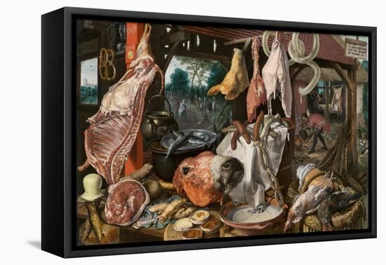 A Meat Stall with the Holy Family Giving Alms, 1551-Pieter Aertsen-Framed Premier Image Canvas