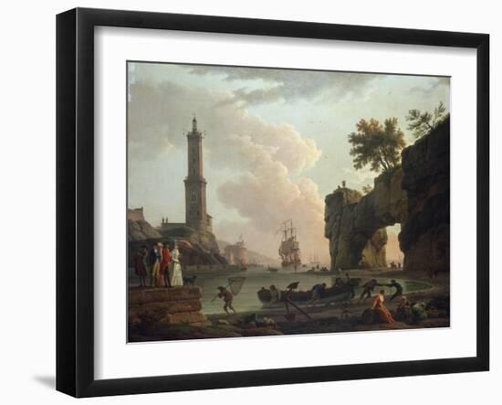 A Mediterranean Coastal Landscape at Sunset-Claude Joseph Vernet-Framed Giclee Print