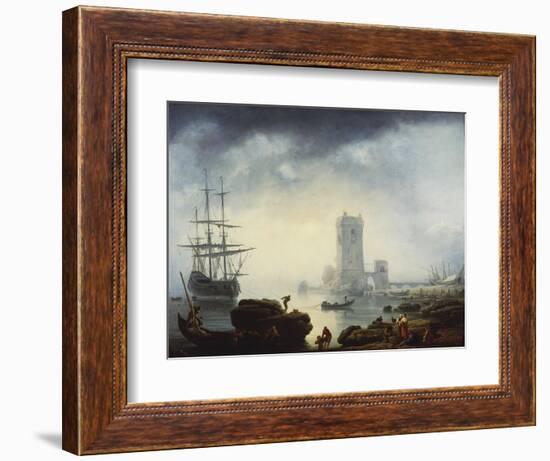 A Mediterranean Harbour Scene: Morning, 1745-Claude Joseph Vernet-Framed Giclee Print