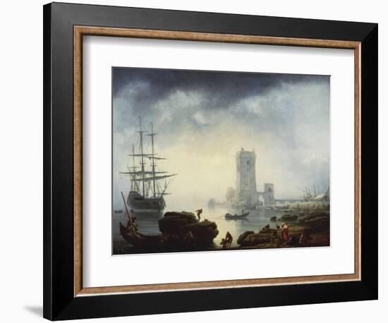 A Mediterranean Harbour Scene: Morning, 1745-Claude Joseph Vernet-Framed Giclee Print