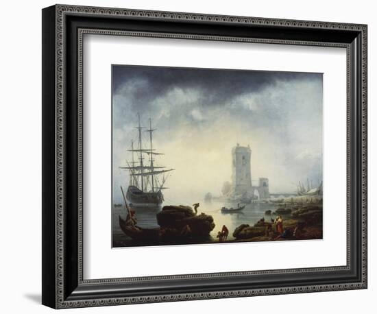 A Mediterranean Harbour Scene: Morning, 1745-Claude Joseph Vernet-Framed Giclee Print