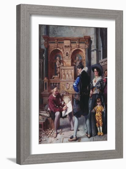 A Meeting with the Architect, 1866 (W/C on Paper)-Edward Killingworth Johnson-Framed Giclee Print