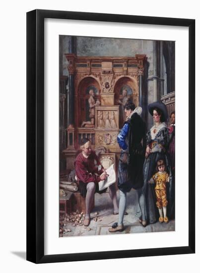 A Meeting with the Architect, 1866 (W/C on Paper)-Edward Killingworth Johnson-Framed Giclee Print