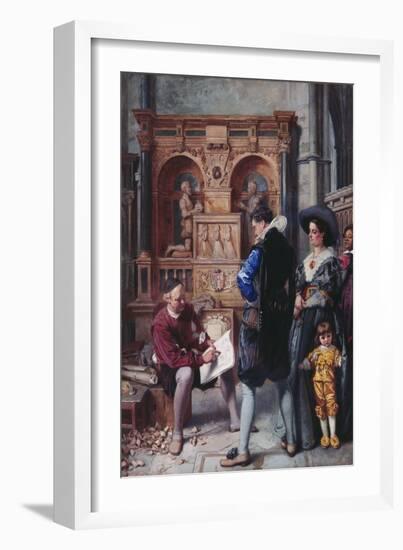 A Meeting with the Architect, 1866 (W/C on Paper)-Edward Killingworth Johnson-Framed Giclee Print