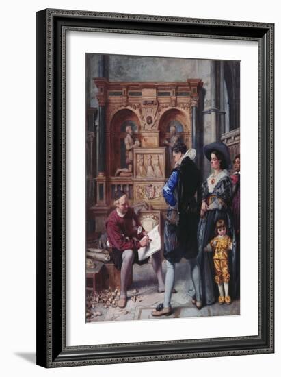 A Meeting with the Architect, 1866 (W/C on Paper)-Edward Killingworth Johnson-Framed Giclee Print