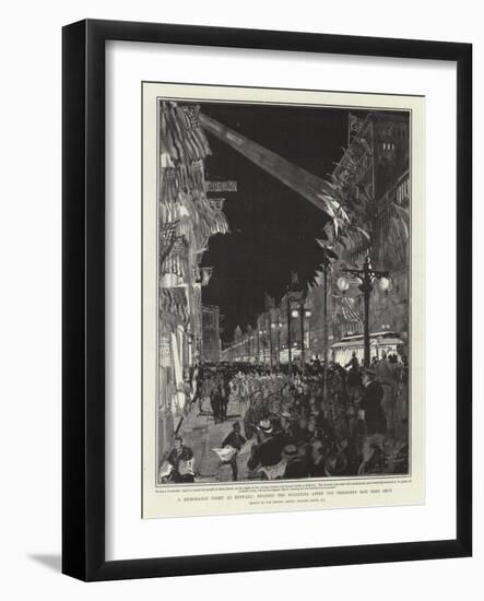 A Memorable Night at Buffalo, Reading the Bulletins after the President Had Been Shot-Charles Edward Dixon-Framed Giclee Print