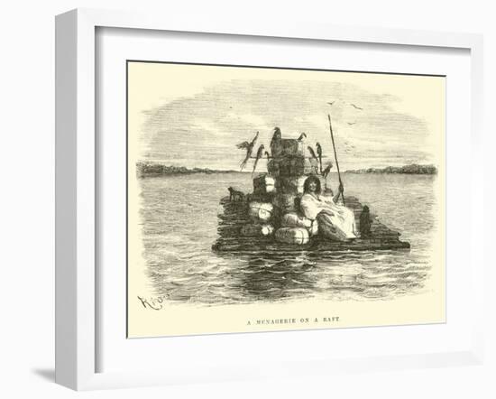 A Menagerie on a Raft-Édouard Riou-Framed Giclee Print