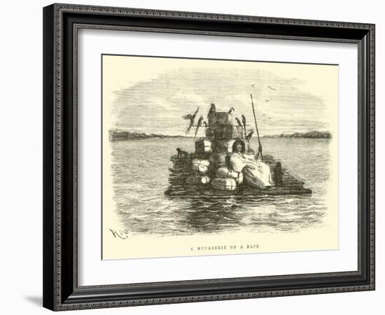 A Menagerie on a Raft-Édouard Riou-Framed Giclee Print