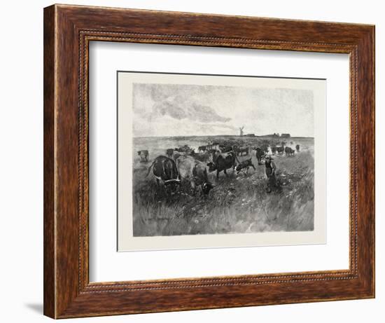 A Mennonite Girl Herding Cattle, Canada, Nineteenth Century-null-Framed Giclee Print