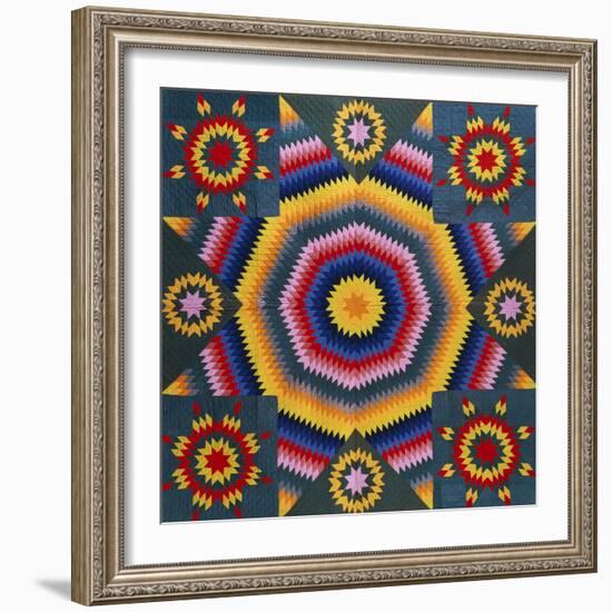 A Mennonite Pieced & Appliqued Cotton Quilted Coverlet, Pennsylvania, Late 19th Century-null-Framed Giclee Print