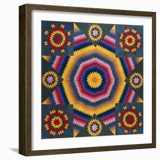 A Mennonite Pieced & Appliqued Cotton Quilted Coverlet, Pennsylvania, Late 19th Century-null-Framed Giclee Print