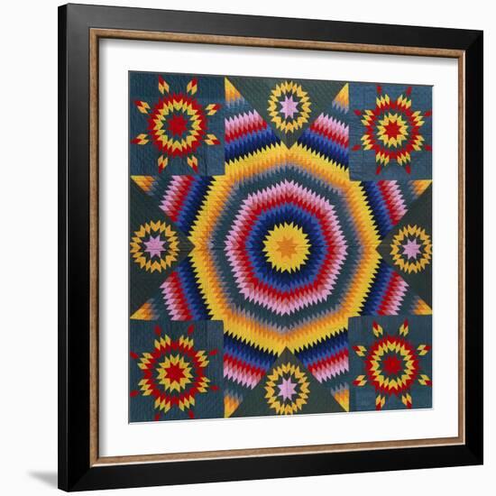 A Mennonite Pieced & Appliqued Cotton Quilted Coverlet, Pennsylvania, Late 19th Century-null-Framed Giclee Print