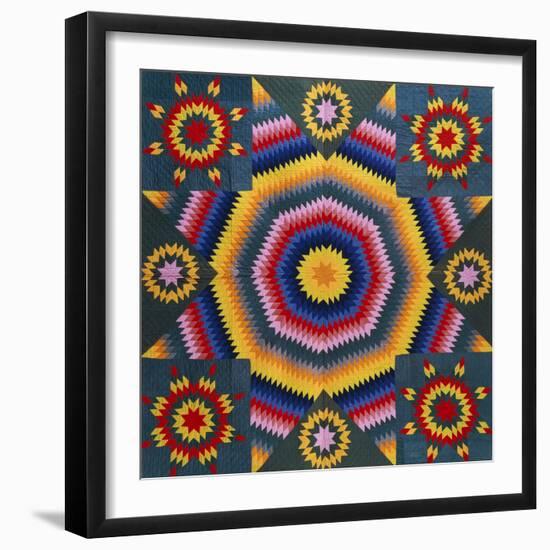 A Mennonite Pieced & Appliqued Cotton Quilted Coverlet, Pennsylvania, Late 19th Century-null-Framed Giclee Print