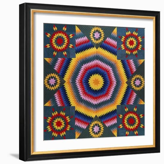 A Mennonite Pieced & Appliqued Cotton Quilted Coverlet, Pennsylvania, Late 19th Century-null-Framed Giclee Print