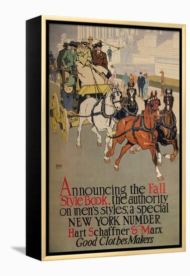 A Mens fashion magazine cover for 'The Fall Style Book', 1911-Edward Penfield-Framed Premier Image Canvas