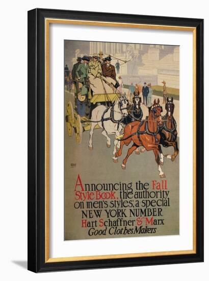 A Mens fashion magazine cover for 'The Fall Style Book', 1911-Edward Penfield-Framed Giclee Print