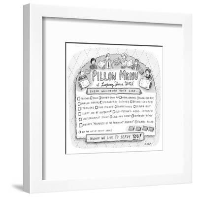 A Menu Of Different Kinds Of Pillows New Yorker Cartoon Premium