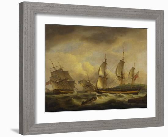 A Merchant Ship in Two Positions by an Estuary Off the South West Coast-Thomas Luny-Framed Giclee Print