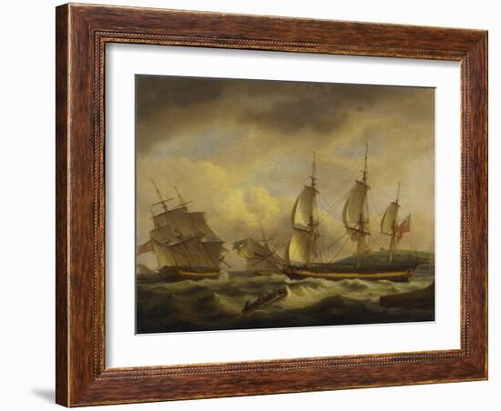 A Merchant Ship in Two Positions by an Estuary Off the South West Coast-Thomas Luny-Framed Giclee Print