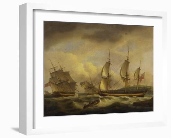 A Merchant Ship in Two Positions by an Estuary Off the South West Coast-Thomas Luny-Framed Giclee Print