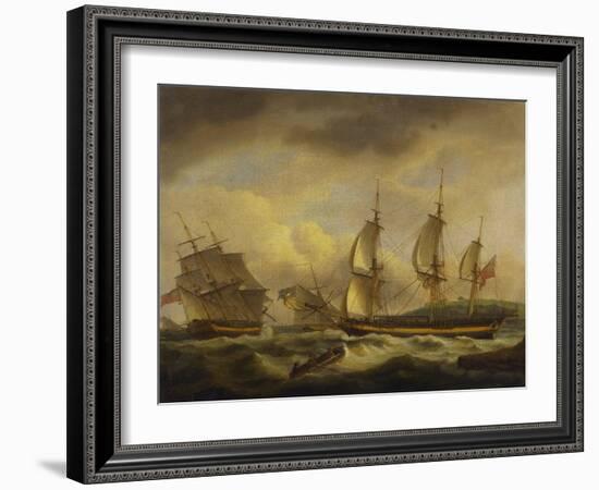 A Merchant Ship in Two Positions by an Estuary Off the South West Coast-Thomas Luny-Framed Giclee Print