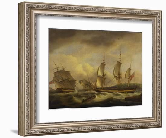 A Merchant Ship in Two Positions by an Estuary Off the South West Coast-Thomas Luny-Framed Giclee Print