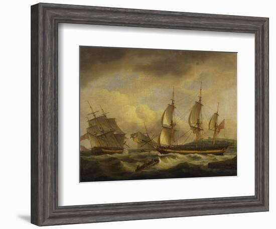 A Merchant Ship in Two Positions by an Estuary Off the South West Coast-Thomas Luny-Framed Giclee Print