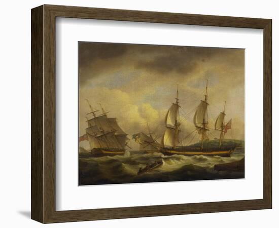 A Merchant Ship in Two Positions by an Estuary Off the South West Coast-Thomas Luny-Framed Giclee Print