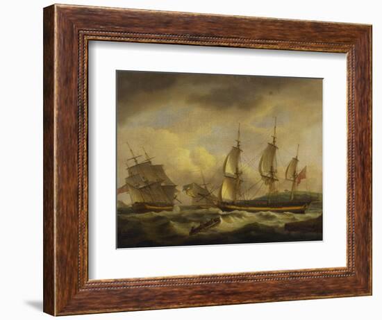 A Merchant Ship in Two Positions by an Estuary Off the South West Coast-Thomas Luny-Framed Giclee Print