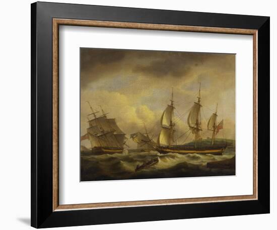 A Merchant Ship in Two Positions by an Estuary Off the South West Coast-Thomas Luny-Framed Giclee Print