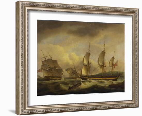 A Merchant Ship in Two Positions by an Estuary Off the South West Coast-Thomas Luny-Framed Giclee Print