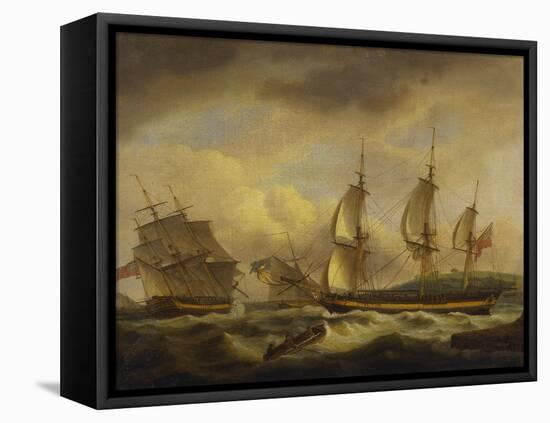 A Merchant Ship in Two Positions by an Estuary Off the South West Coast-Thomas Luny-Framed Premier Image Canvas