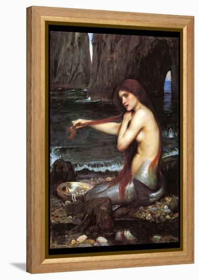 A Mermaid-John William Waterhouse-Framed Stretched Canvas