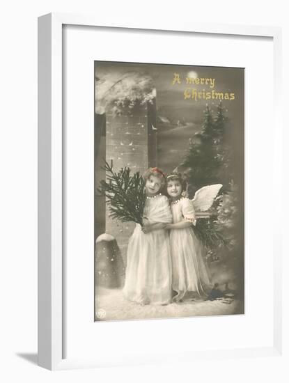 A Merry Christmas, Cherub and Girl-null-Framed Art Print